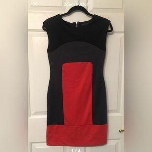 Banana Republic petite color block dress black, dark gray, & red